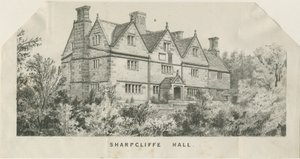 Ipstones - "Sharpcliffe Hall": litografia ja [?1800-luku] (painettu) tekijältä School English