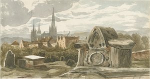 Lichfield - Vanha hauta Pyhän Mikaelin kirkkopihalla: akvarellimaalaus, nd [?1800-luku] (maalaus) tekijältä School English