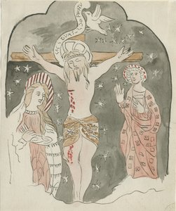 Lichfield - Ristiinnaulitsemisen esitys (Greyfriars): akvarellimaalaus ja [?1700-luvun loppu] (maalaus) tekijältä School English