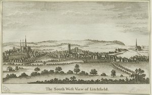 Lichfield - Lounaisnäkymä: kuparilevykaiverrus, nd [1700-luvun loppu] (painettu) tekijältä School English