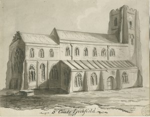 Lichfield - St. Chadin kirkko: seepiapiirros tekijältä School English