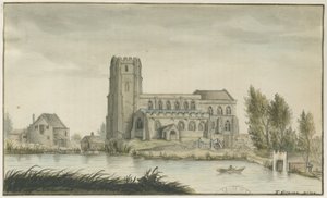 Lichfield - St. Chadin kirkko: vesivärimaalausta, nd [? 18th Century] (maalaus) tekijältä School English