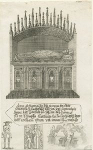 Lichfieldin katedraali - Piispan hauta [?Piispa Cornhill]: etsaus, nd [?1700-luvun loppu] (painettu) tekijältä School English