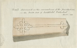 Lichfieldin katedraali - Hauta: seepiapiirustus, [1813] (piirustus) tekijältä School English