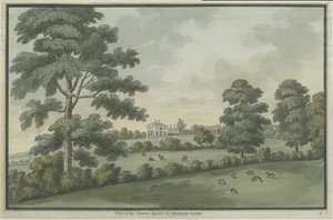 Needwood - Brickley Lodge: akvarellimaalaus ja [c 1786] (maalaus) tekijältä School English