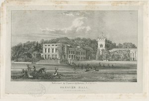 Okeover Hall - litografia, nd [c 1839] (painettu) tekijältä School English