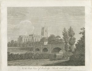 Penkridge Town - kirkko ja silta: kaiverrus, nd [1700-luvun lopulla] (painettu) tekijältä School English