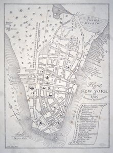 New Yorkin suunnitelma vuonna 1729 (litho) tekijältä School English