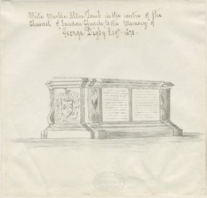 Sandon Church - George Digbyn hauta: seepiapesupiirros, nd [?18th century] (piirustus) tekijältä School English