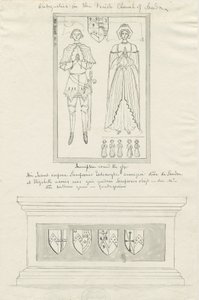 Sandon Church - Sampson Erdeswickin ja Elizabethin hauta [Grey]: kynä- ja mustepiirustus, nd [?18th century] (piirustus) tekijältä School English