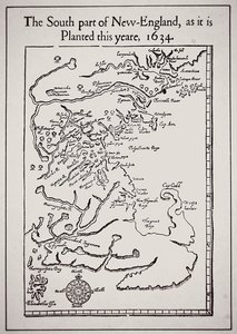 Uuden Englannin eteläosa sellaisena kuin se on istutettu tänä vuonna 1634 (litho) tekijältä School English