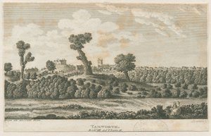 Tamworth Castle: kaiverrus ja [?1800-luku] (painettu) tekijältä School English