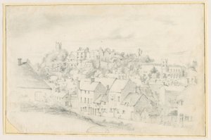 Tutbury - Kaupunki, kirkko ja linna: lyijykynäpiirros, nd [?1800-luku] (piirustus) tekijältä School English