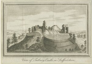 Tutbury Castle - East View: kaiverrus, nd [1731] (tulostus) tekijältä School English