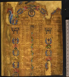 Canon-pöydät, 6.-7. vuosisata, Lisää MS 5111, f.11r (kynä ja muste kultalehdillä pergamentilla)
