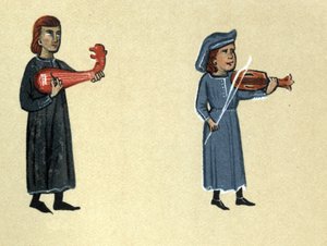 Keskiajan trubaduuri, kuvitus Hermann Suchierin kirjasta "Histoire de la Literature Francaise" tekijältä School French