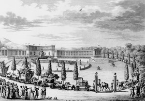 Ranskan vallankumous: Ranskan tieteen ja taiteen muistomerkkien voittoisan sisäänkäynnin kunniaksi 9. ja 10. Thermidor An VI (28. heinäkuuta 1798) konsuli Napoleon Bonaparten (1769-1821) määräyksestä annettu juhla (ryöstökampanja) . Pariisi, tekijältä School French