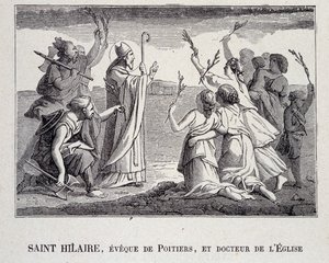 Saint Hilaire, Eveque of Poitiers ja kirkon tohtori, joka kuoli vuonna 367. tekijältä School French
