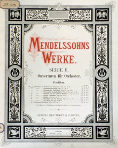 Kansi Felix Mendelssohnin partituurin "Ouverture Op. 10 orkesterille" (värilito) tekijältä School German