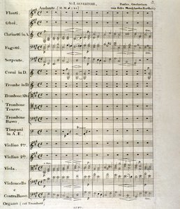 "Pauluksen" partituurin ensimmäinen sivu op. 36, Felix Mendelssohn (litho) tekijältä School German