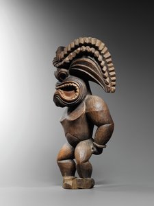 Havaijilainen kona-tyylinen hahmo, joka edustaa sodan jumalaa, ku ka ’ili moku, n. 1780-1820 (puuta) tekijältä School Hawaiian