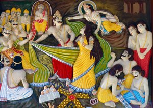 Draupadi Cheer-Haran Dushasanan toimesta Mahabharata