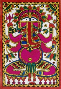 Elefantin pään jumala Ganesh (öljy kankaalle) tekijältä School Indian