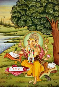 Lord Ganesh Ganpati miniatyyri maalaus paperille tekijältä School Indian