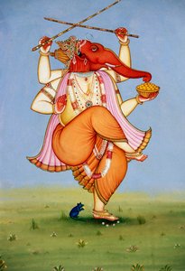 Lord Ganesh Ganpati miniatyyri maalaus paperille tekijältä School Indian