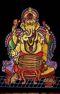 Lord Ganesha Ganpati pelaa soittimen kirjonta työtä tekijältä School Indian