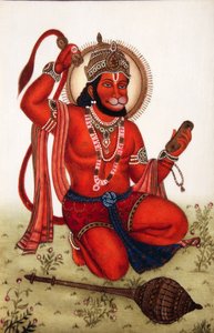 Lord Hanuman miniatyyri maalaus Ivory tekijältä School Indian