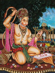 Lord Hanuman miniatyyri maalaus paperille tekijältä School Indian