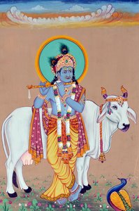 Miniatyyri maalaus Jumala Krishna tekijältä School Indian