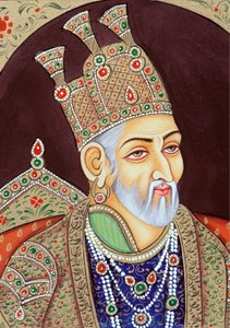 Mogulien keisari Bahadur Shah Zafarin miniatyyrimaalaus tekijältä School Indian