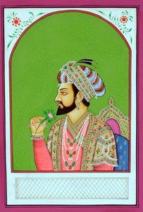 Mogulien keisari Shah Jahanin miniatyyrimaalaus tekijältä School Indian