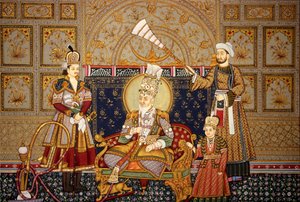 Mogulien keisari Shah Jahanin miniatyyrimaalaus paperille tekijältä School Indian