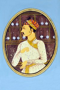 Pienoiskoossa maalaus Mughul keisari Akbar Intia Aasia Intia Aasia tekijältä School Indian