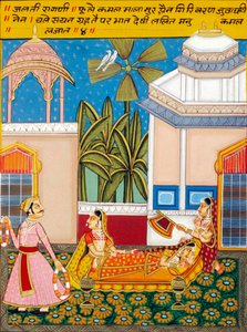 Miniatyyrimaalaus paperille, Ragini Jhalti, Nathdwara School tekijältä School Indian