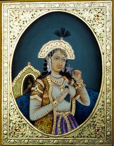 Moguliprinsessa Mumtaz Mahal Pienoiskoossa maalaus paperille tekijältä School Indian