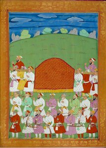 Sulttaanin jalkavaimojen palanquin, Shah alemin hovi. Intian ja persialaisia miniatyyrejä Niccolo Manuccin (1638-1717) "Intian historiassa Tamertantesta Orangreybiin" BN, Pariisi.
