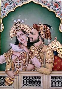 Shah Jahan (1592-1666) ja hänen vaimonsa Arjumand Banu Begum (k.1631) Mumtaz-i Mahal.