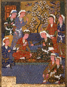 Islamilainen taide: "Kuninkaan tuomioistuin" Safavid-tyylin käsikirjoituksen ensimmäinen folio (1502-1722) (Iran) 1650 Kairo, Islamilaisen taiteen museo