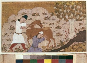 Onager Lypsy, 1400-luvun loppu (akvarelli, guassi, valkoinen väri, muste paperille) tekijältä School Iranian