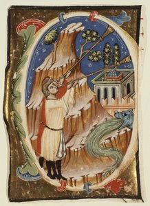 Apokalyptinen kohtaus, 1300-luvun loppu-1400-luvun alku (tempera ja lehtikulta pergamentille). tekijältä School Italian
