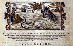 Kohtaus Ludovico Arioston (1474 - 1533) ritarirunosta "Orlando Furioso" (Raivoissaan Roland) X L