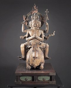 Daiitoku Myoo, Kamakura-kausi, n. 1251-1299 (puu, metalli, kultalehti ja pigmentti) tekijältä Japanese School