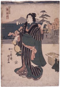 Edo Meisho House: Sumidagawa (nainen kurpitsalla) tekijältä School Japanese