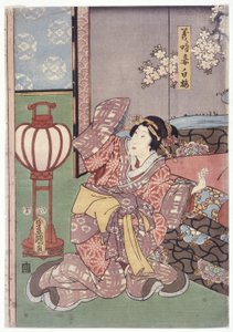 Yoshitokin vaimo, Shiraume (värillinen puupiirros) tekijältä School Japanese