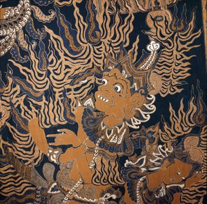 Jaavalainen batiikki hirviön kanssa tekijältä School Javanese