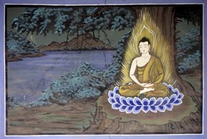 Buddhan elämä: Buddha meditaatiossa - Yongjun temppeli, Suwonin alue, Etelä-Korea. tekijältä School Korean